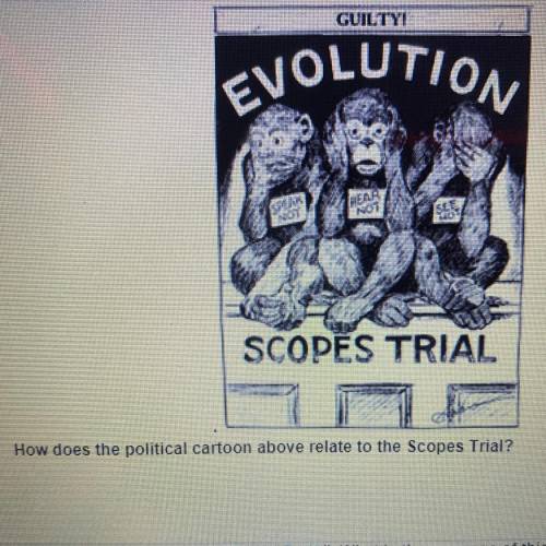 HELP PLEASE How does the political cartoon above relate to the Scopes Trial?