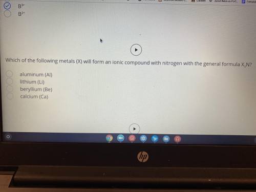 What metal forms an ionic compound with nitrogen with the general formula X3N?