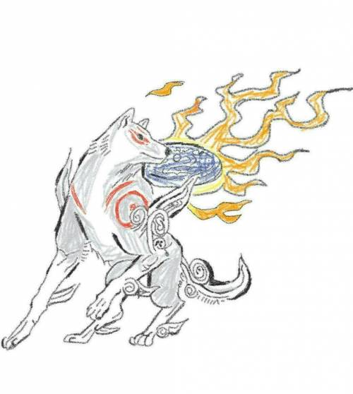 Something my friend draw from a game called okami