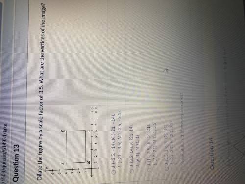 Dilate the figure by a scale factor of 3.5. What are the verticals of the image?