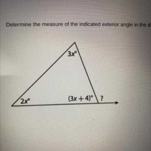 Determine the measure of the indicated exterior angle in the diagram

If you are answering could y