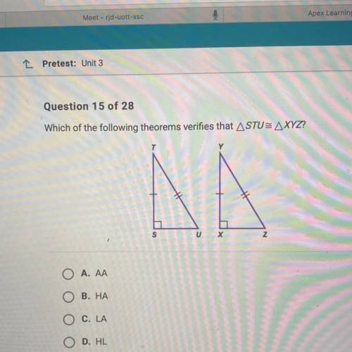 Which of the following theorems verifies that ASTU= AXYZ?
NN.
z