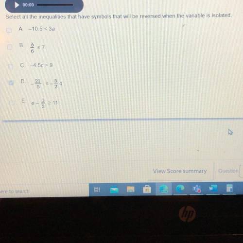 HELP

OR I FAIL
It says select all the inequalities that have symbols that will be reversed when t
