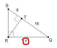 Use the geometric mean to find the value of x.