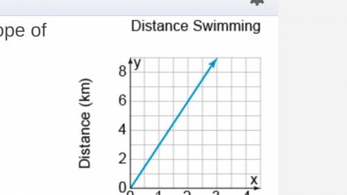 The graph shows the number of kilometers Gina swims. What is the slope of the line and what does it