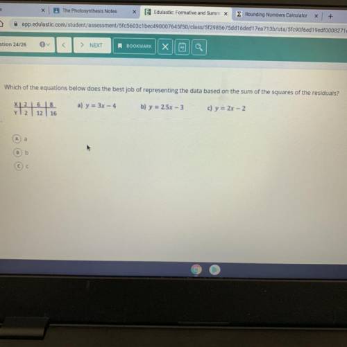 Helpppp!

Which of the equations below does the best job of representing the data based on the sum