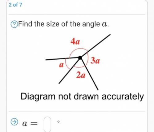 Find the size of angle a