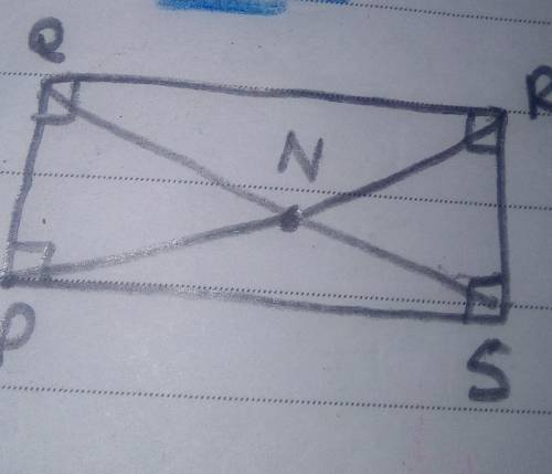 In the figure below PQRS is a rectangle whose diagonals intersect at N

Which one of the following