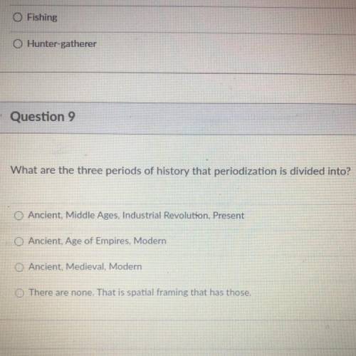 What are the three periods of history that periodization is divided into?