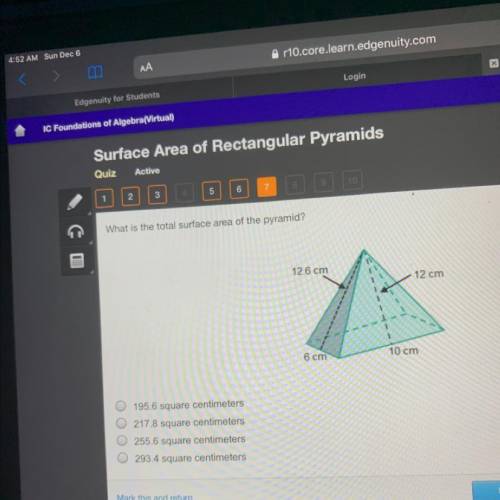 What is the total surface area of the pyramid?