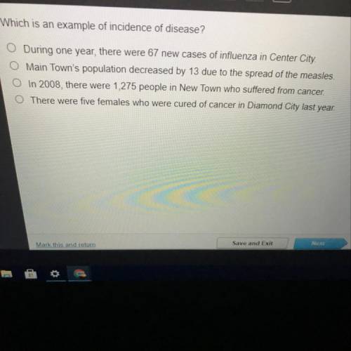 Which is an example of incidence of disease?