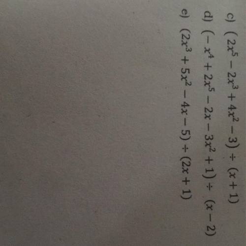 20 PTS Solve the following using synthetic division pls