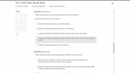 What Hindu terms are correctly matched to this definitions.