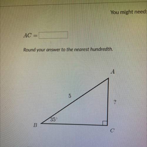 AC =
Round your answer to the nearest hundredth.
Pls help nowwwww plsssss