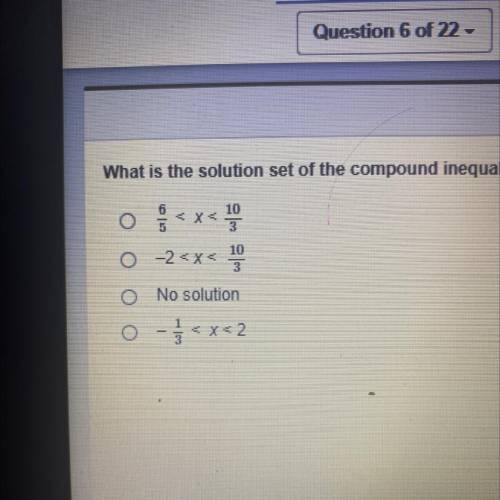 What is the solution set of the compound inequality x +1 <-2 x + 11<3 x + 5?