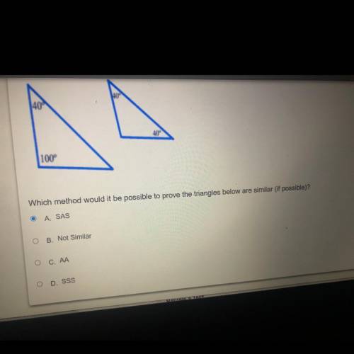 Which method would it be possible to prove the triangles below are similar (if possible)?