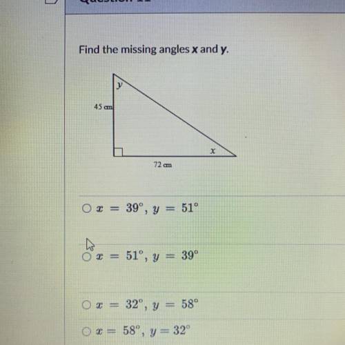 Find the missing angles x and y.