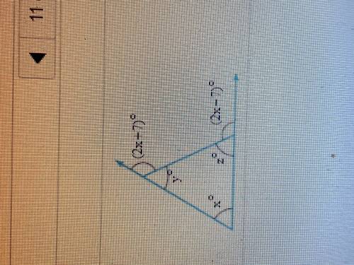 Find the values of x, y, and z in the triangle to the right.

(in case the picture is blurry, the