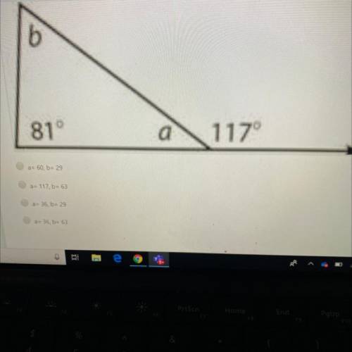 Solve for the angle of a and b.