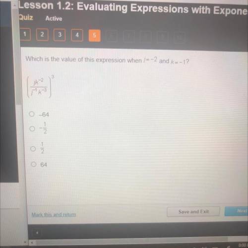 Which is the value of this expression when j=-2 and k=-1?