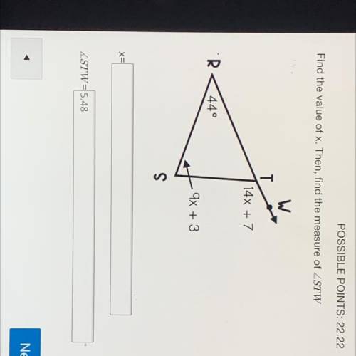 Find the value of x. Then, find the measure of