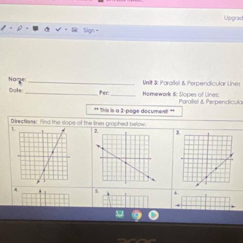 Unit 3 parallel and perpendicular lines homework 5 slopes of lines