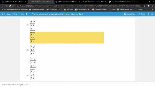 I need help asap please...

Select all the correct answers.
Which two tables represent the same fu