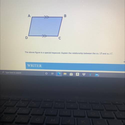 The above figure is a special trapezoid. Explain the relationship between the mB and mC