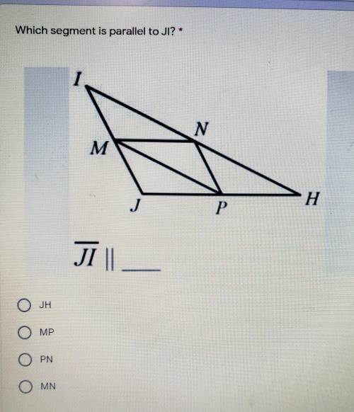 Which segment is parallel to JI?