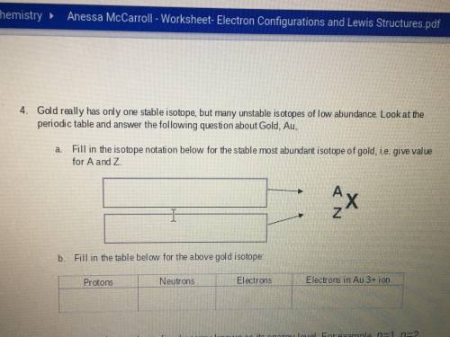 Isotope of gold 
And it’s given values