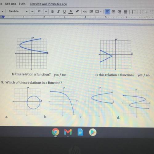 9. Which of these relations is a function?