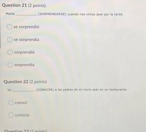 PLEASE HELP! SPANISH 2 preterite vs imperfect