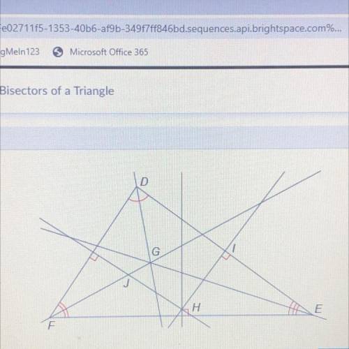 Which point is the incenter of angle DEF