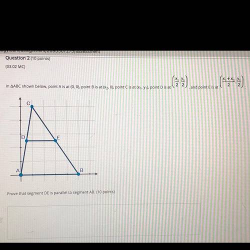 In triangle ABC shown below, point A is at (0,0)

point B is at (x subscript2, 0)
point C is ([x s