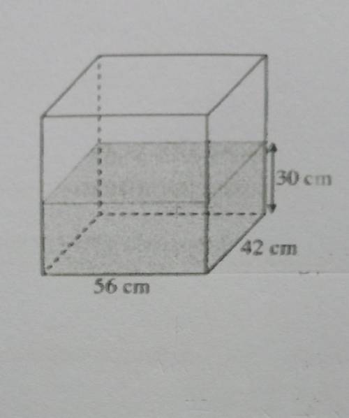 PLEASE HELP ME WITH MATH !!!

Diagram shows the water level in a rectangular container. When 36 me