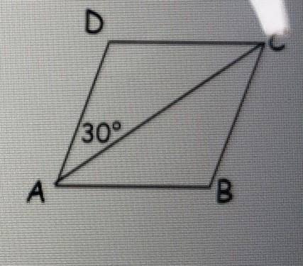 PLEASE HELP!

In the accompanying diagram of rhombus ABCD, diagonal AC is drawn. If m<CAD 30, f