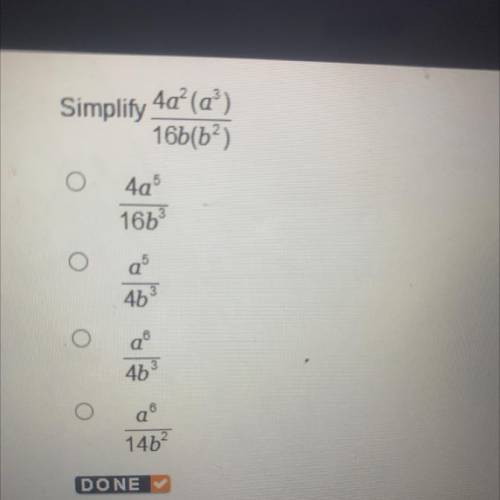 Simplify 4a^2(a^3)/16b(b^2) edge