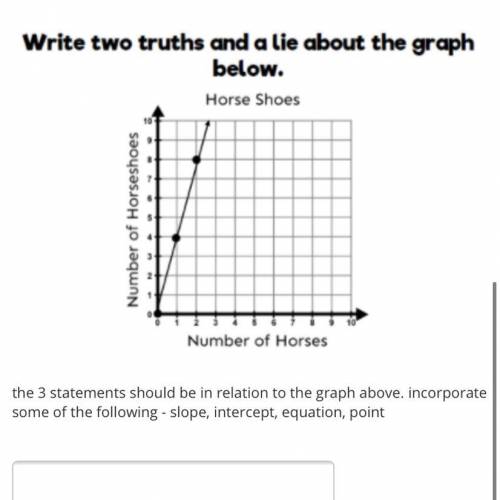 Write two truths and a lie about the graph shown below (I have no idea what they are trying to ask)