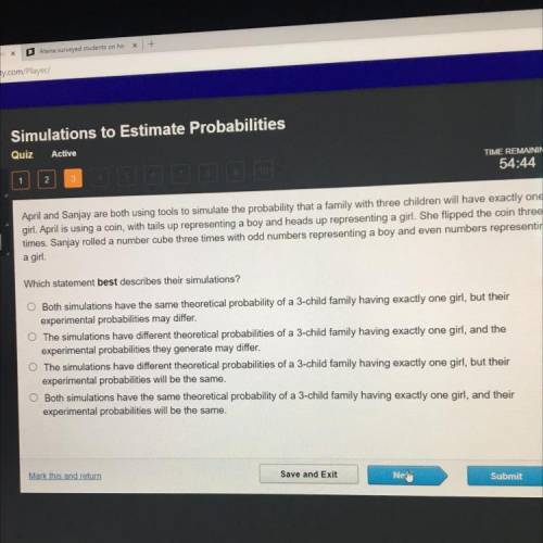 Which statement best describes their simulations?

O Both simulations have the same theoretical pr