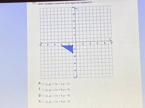 Which translation moves the entire figure into Quadrant IV?