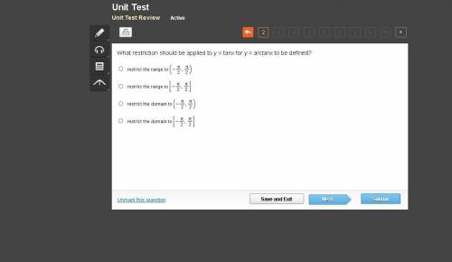 I need this soon!

What restriction should be applied to y = tanx for y = arctanx to be defined?
(