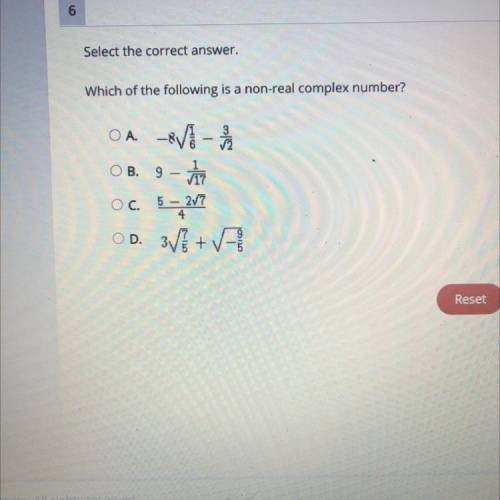 Which of the following is a non-real complex number?
Plz help me