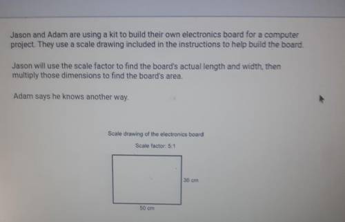 What is the area of the board shown on the scale drawing? Explain how you found the area.