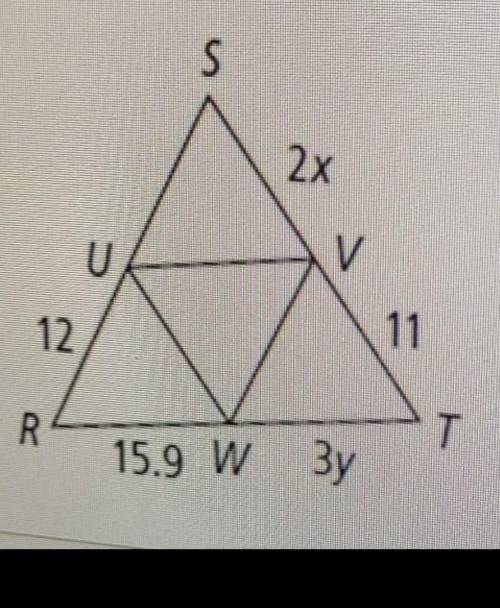 Whats the length of RS,UW,UVwhat is the value of x and y