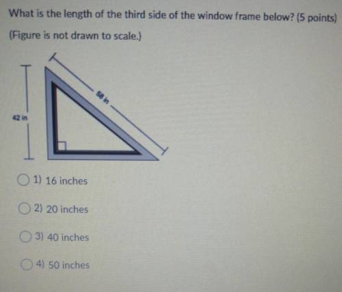 HELPPPPPP ASAP What is the length of the third side of the window frame below? (5 points) (Figure i