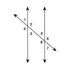 A pair of parallel lines is intersected by a transversal. Select each statement that can be used to