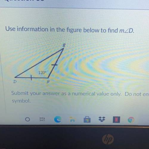 Use information in the figure below to find m2D.
120
D
F