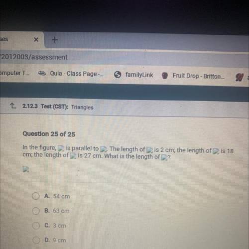 Pls help for final. In the figure, is parallel to the length ofis 2 cm; the length of is 18

cm; t