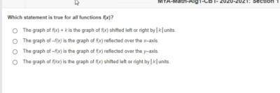 Which statement is true for all functions f(x)

1. the graph of f(x) + k is the graph of f(x) shif