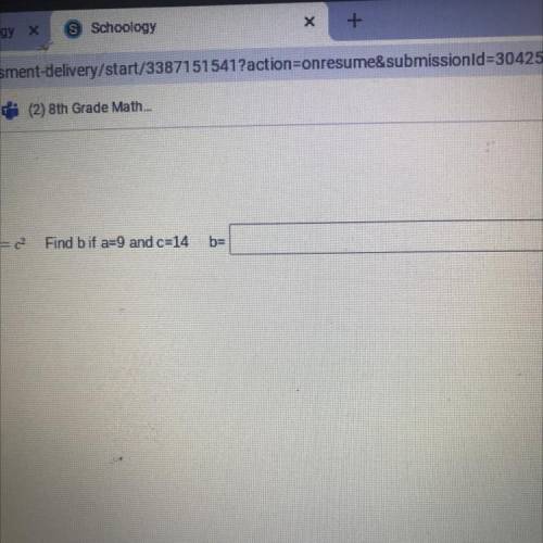 Find b if a=9 and c=14